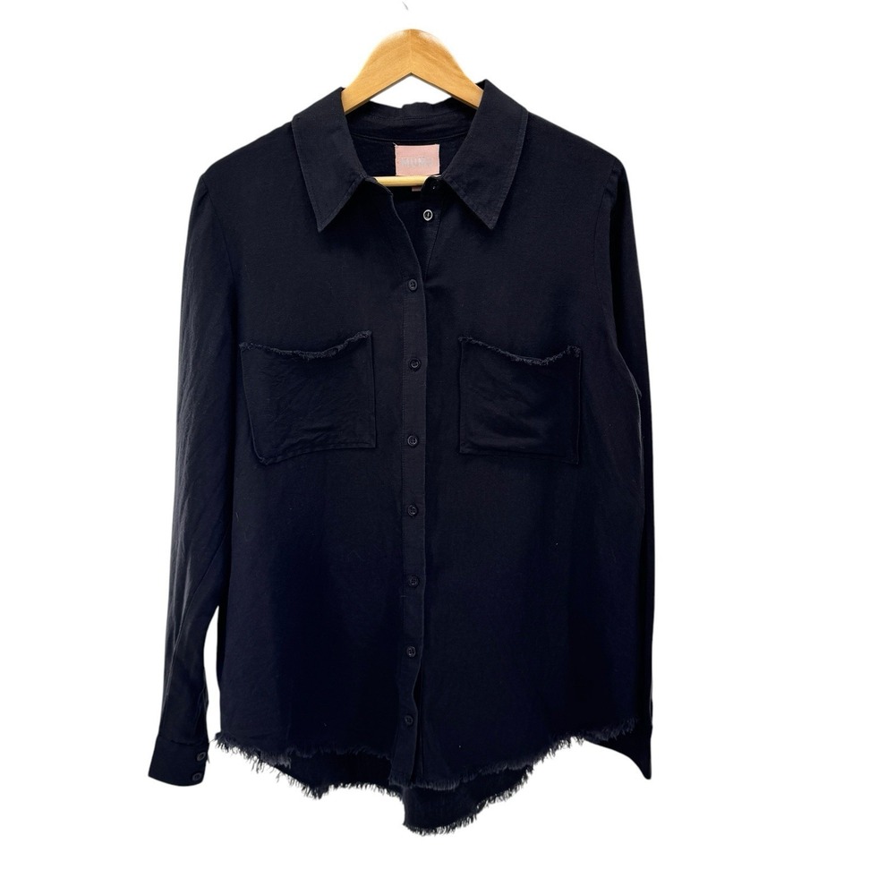 Show Me Your Mumu Black Marcella Linen Button Down Shirt Medium Coastal Beach